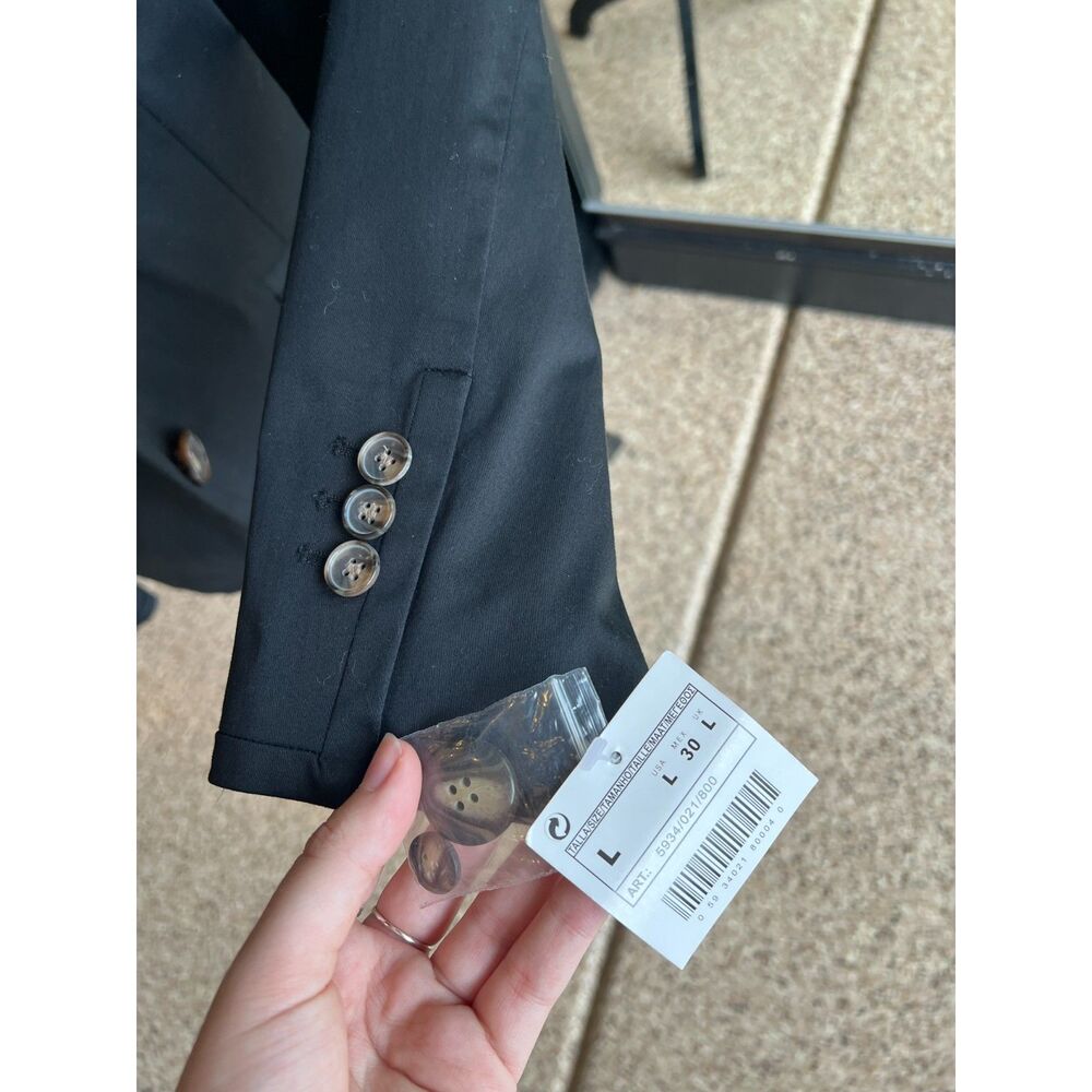 ZARA BASIC Women Black Tailored One-Button Fitted Blazer Jacket Size L